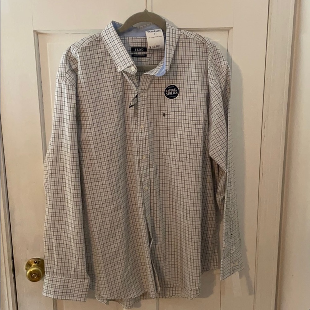 IZOD Premium Men’s Button Up Shirt White and Black